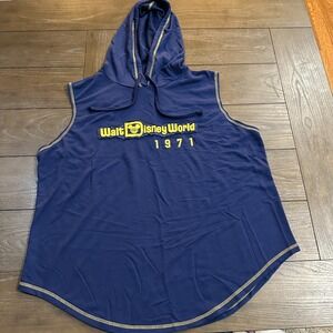 Walt Disney World Sleeveless Hoodie Adult XL Blue Yellow Mickey Disney Parks